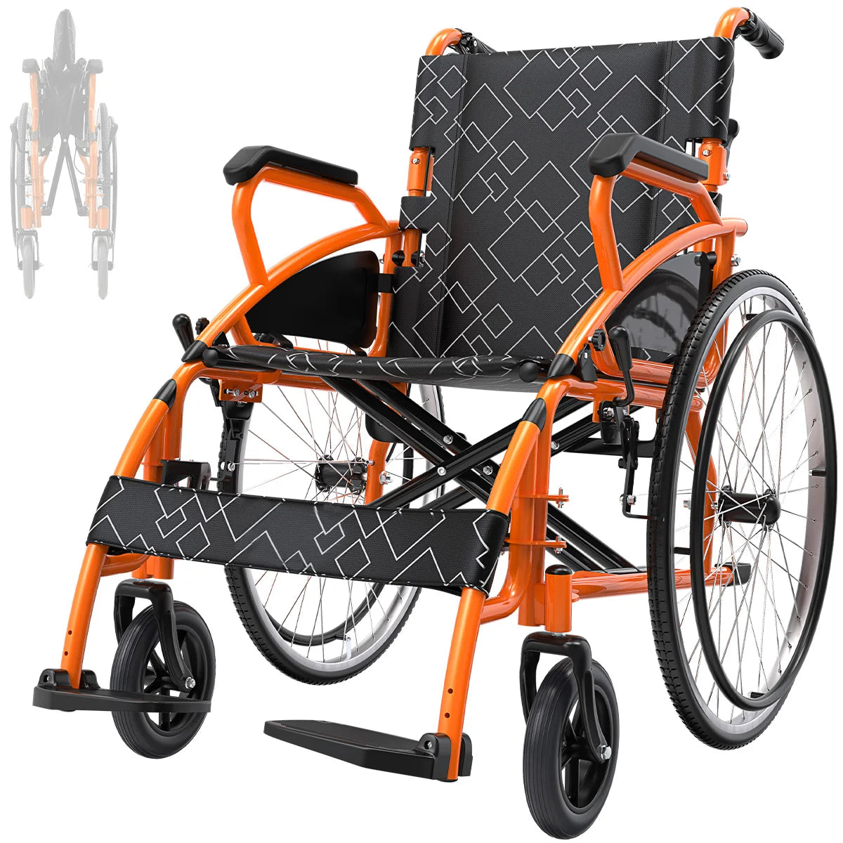 Maidesite Lightweight Folding Transport Wheelchair With Seat