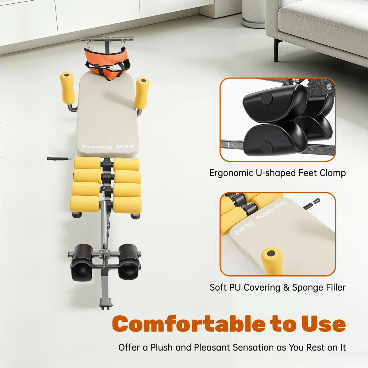 Bymaocar Adjustable Lumbar Cervical Spine Traction Back Stretcher