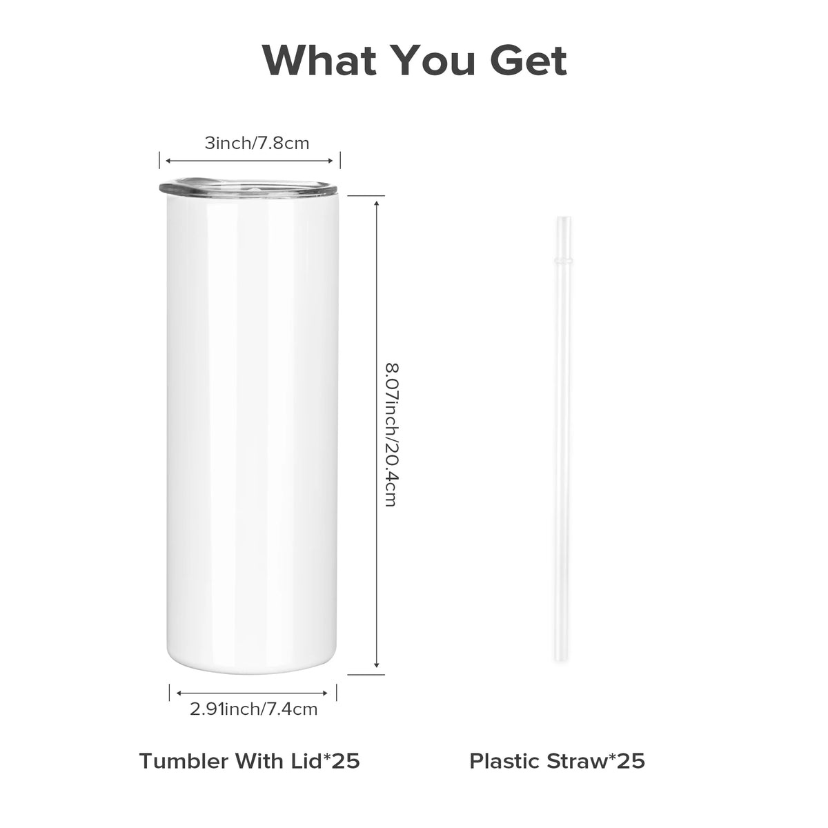 Fastsub Sublimation Tumblers Blanks Stainless Steel Insulated Cups with Lids
